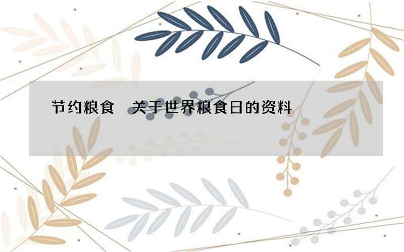 节约粮食 关于世界粮食日的资料